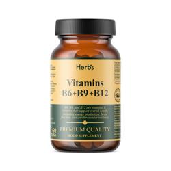 Витамины В6+В9+В12, № 60, Herb's, таблетки 300 мг, БАД