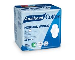 Vuokkoset Cotton Normal Wings Прокладки гигиенические c крылышками, 12 шт