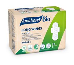 Vuokkoset  BIO Long Wings Прокладки гигиенические удлиненные с крылышками, 10 шт