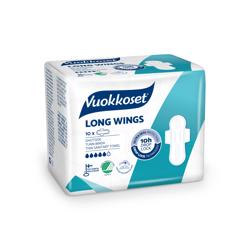 Vuokkoset Long Wings Прокладки гигиенические удлиненные с крылышками, 10 шт